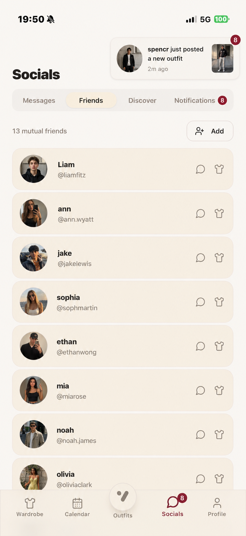 Vestis Socials - Share fits with friends